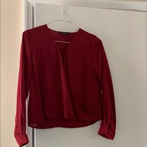 Red vneck blouse